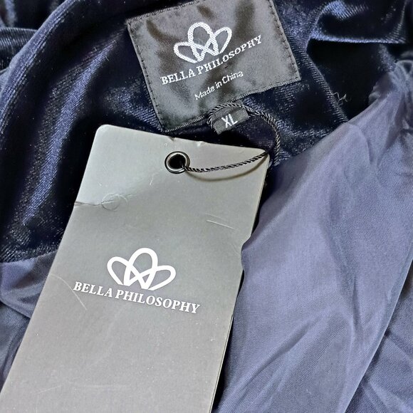 NEW! BLUE PLUSH VELVET BLAZER JACKET - Picture 3 of 5